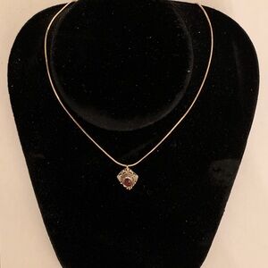 Handmade Sterling Silver Garnet Pendant & 16" SS Chain
